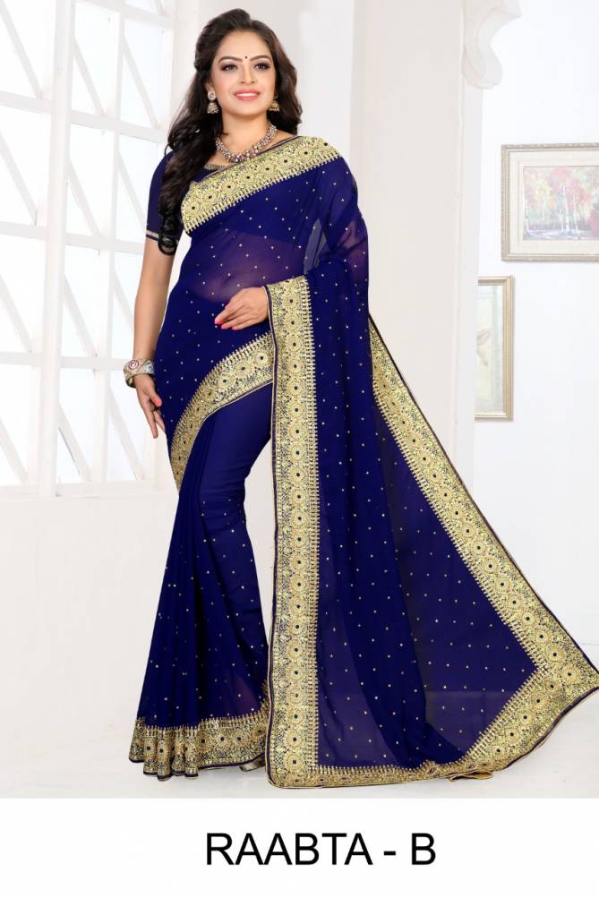 Ronisha Raabta  Latest Fancy Festive Wear Embroidery Work Heavy  Georgette Designer Saree Collection